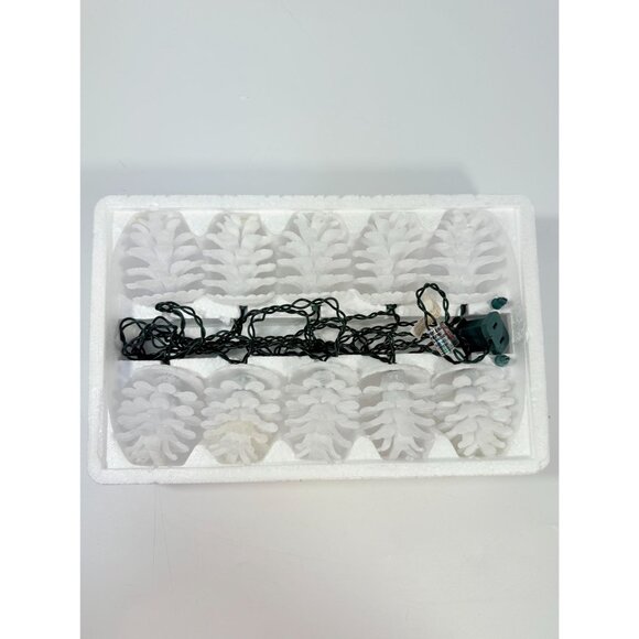 Christmas Lights Pine Cone String Light 10 Light Set Green Strand In Box Hoferts - Picture 10 of 10
